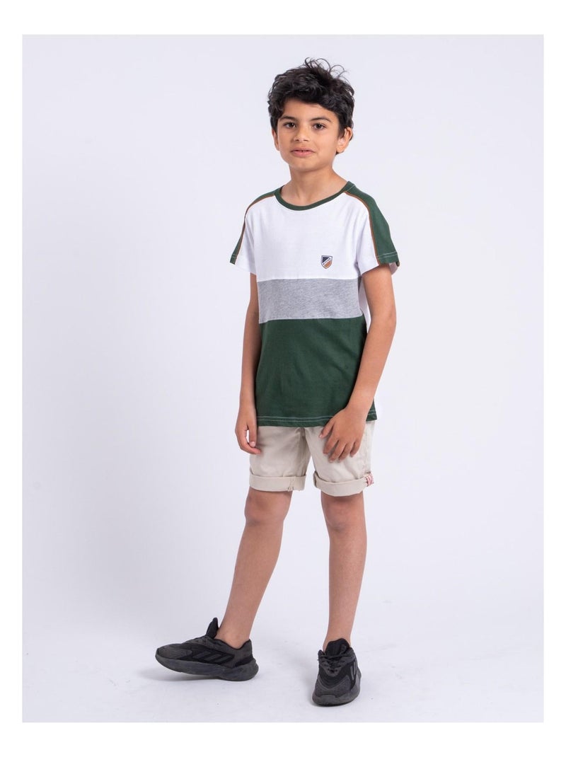 T-shirt manches courtes pur coton NABALIA garçon Vert - Kiabi
