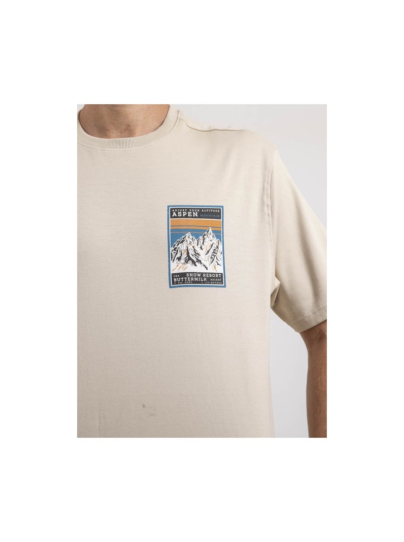 T-shirt manches courtes pur coton oversize jokayak Beige - Kiabi