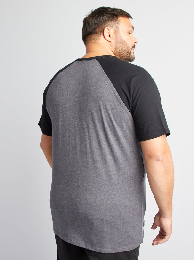 T-shirt Manches courtes raglan avec poche poitrine Noir - Kiabi
