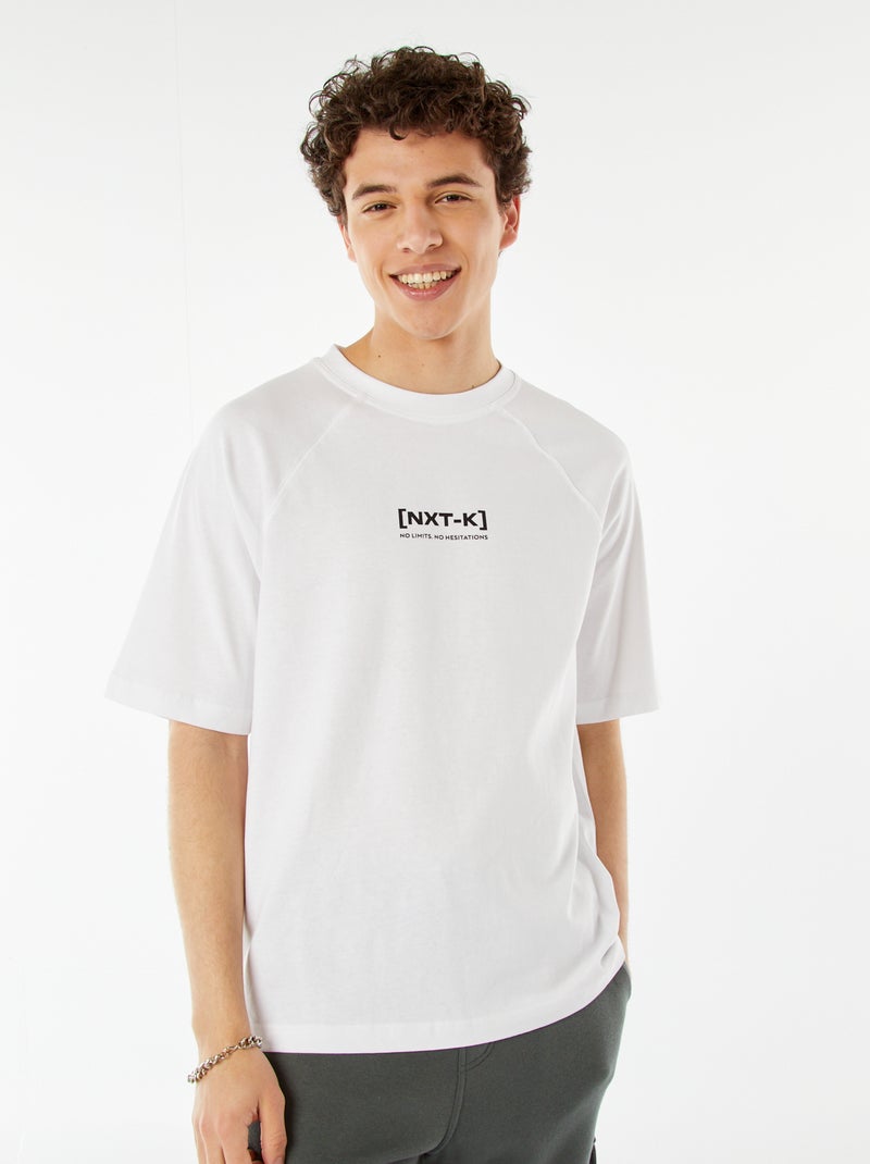 T-shirt manches courtes raglan imprimé Blanc - Kiabi