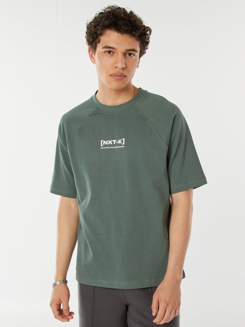 T-shirt manches courtes raglan imprimé - Kiabi