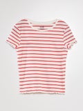 T-shirt manches courtes rayées Rouge - Kiabi
