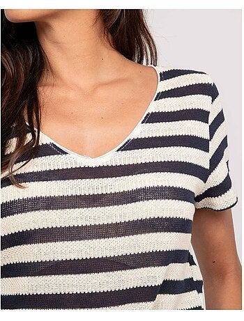 T-shirt manches courtes rayures figo