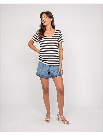 T-shirt manches courtes rayures figo