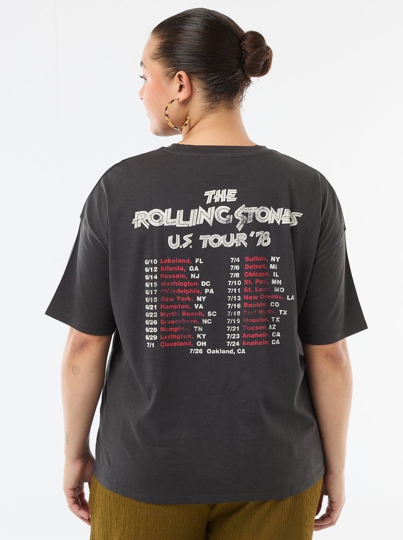 T-shirt manches courtes 'Rolling stones' Noir - Kiabi