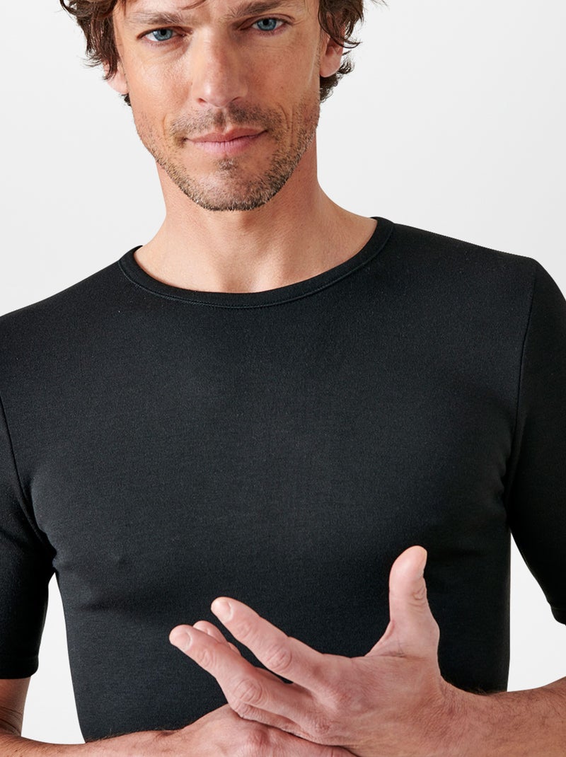 T-shirt manches courtes thermolactyl 'Damart' noir - Kiabi
