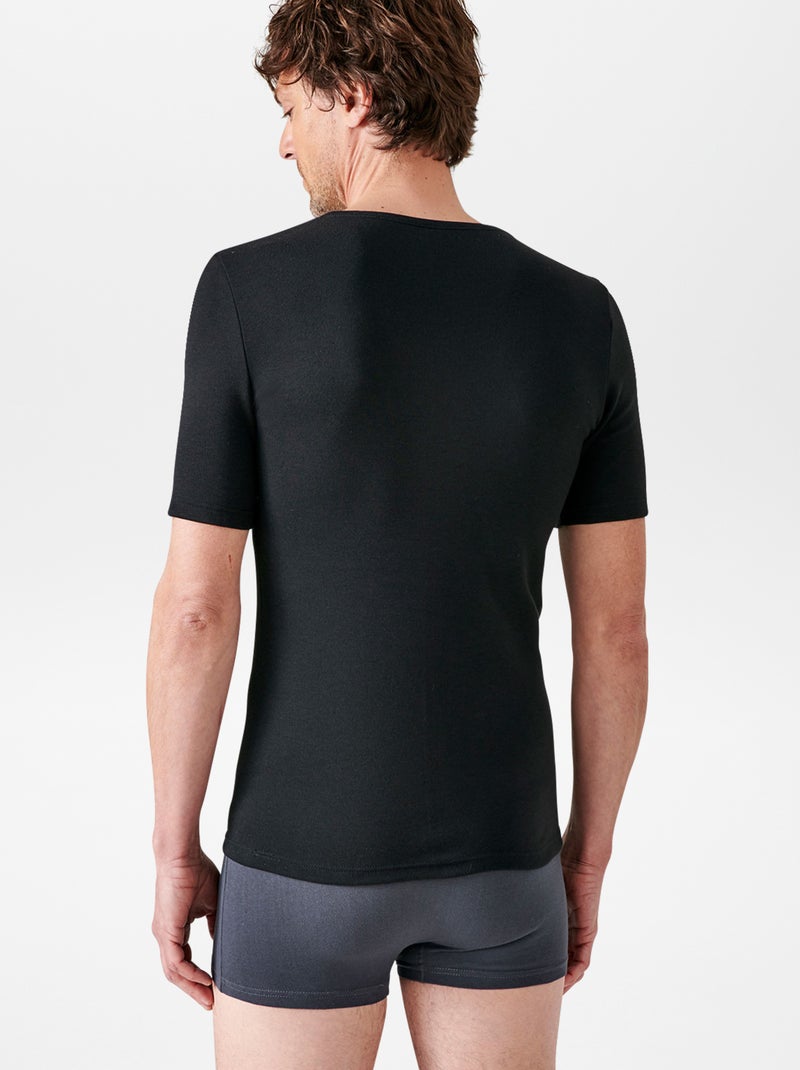 T-shirt manches courtes thermolactyl 'Damart' noir - Kiabi