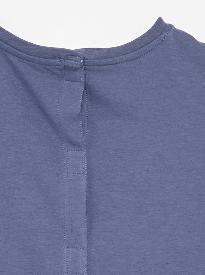 T-shirt manches courtes uni - collection facile à enfiler Bleu - Kiabi