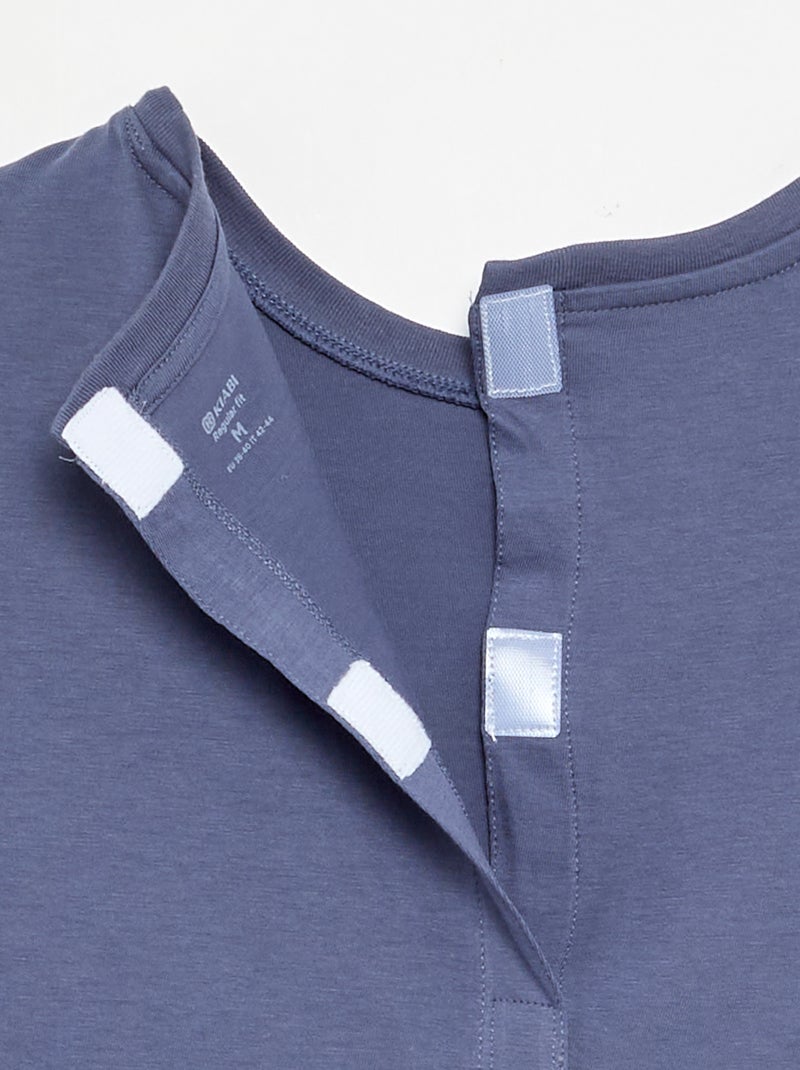 T-shirt manches courtes uni - collection facile à enfiler Bleu - Kiabi