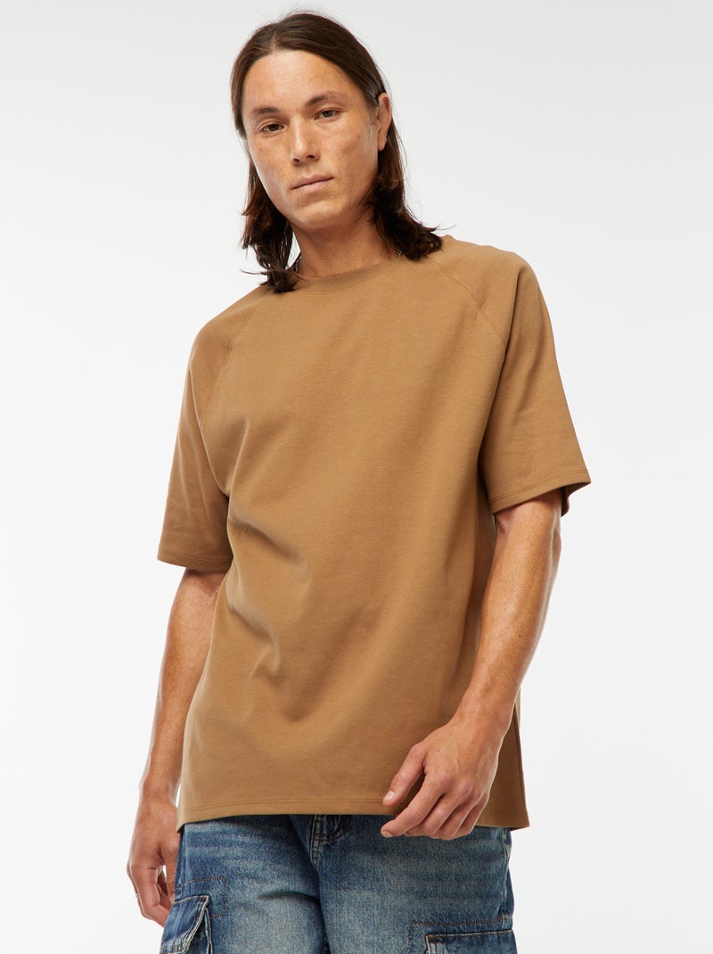 T-shirt manches courtes uni comfort fit Marron - Kiabi