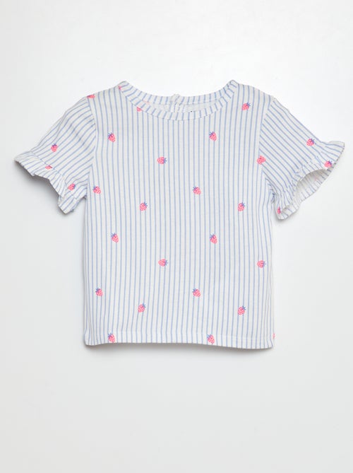 T-shirt manches courtes volantées à imprimé - Kiabi