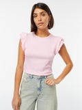 T-shirt manches courtes volantées ROSE - Kiabi