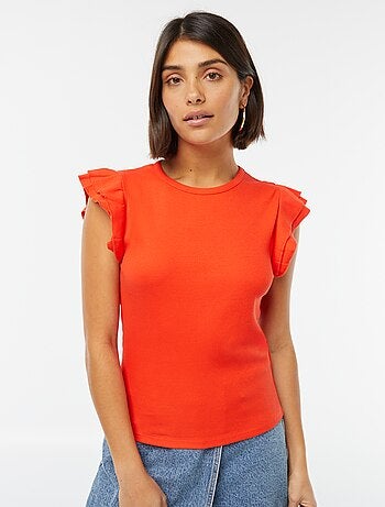 T-shirt manches courtes volantées