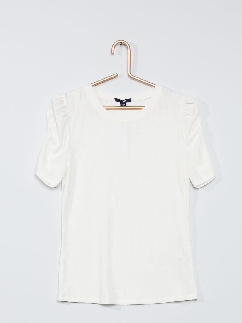 T-shirt manches gigot blanc - Kiabi