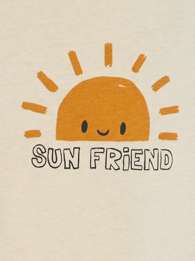 T-shirt manches longues à imprimé placé Beige - Kiabi