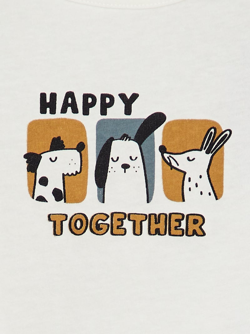 T-shirt manches longues à imprimé placé Blanc - Kiabi