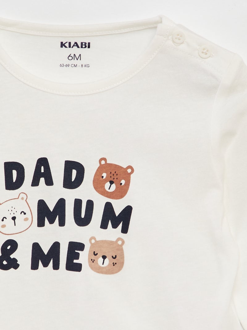 T-shirt manches longues à imprimé placé Blanc famille - Kiabi