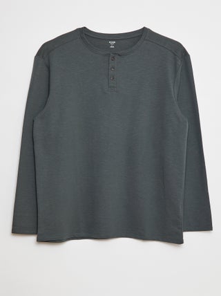T-shirt manches longues avec col tunisien