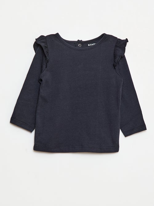 T-shirt manches longues avec emmanchures volantées et motif - Kiabi