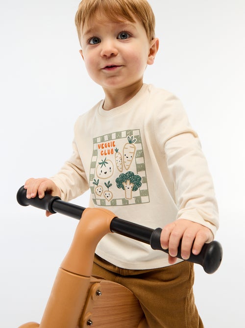 T-shirt manches longues avec imprimé et broderie - Kiabi