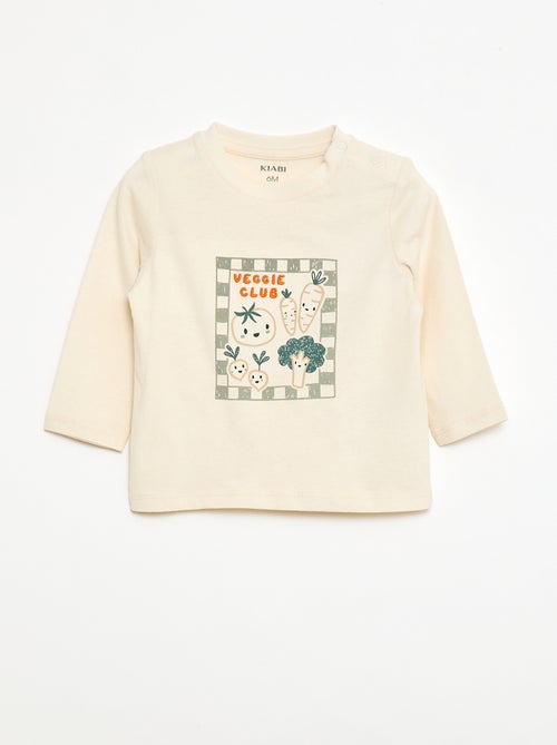 T-shirt manches longues avec imprimé et broderie - Kiabi