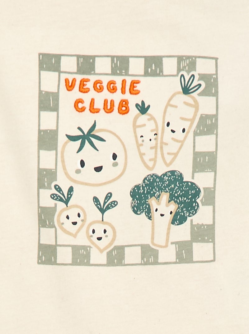 T-shirt manches longues avec imprimé et broderie Blanc - Kiabi