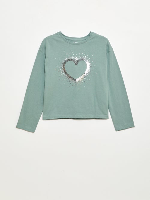T-shirt manches longues avec sequins - Kiabi T-shirt manches longues avec sequins - Kiabi