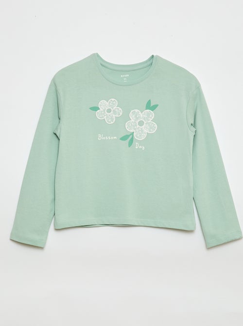 T-shirt manches longues avec sequins - Kiabi