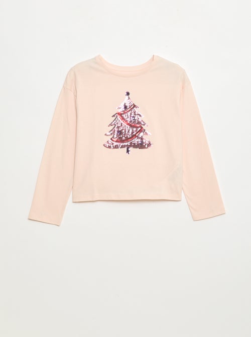 T-shirt manches longues avec sequins - Kiabi