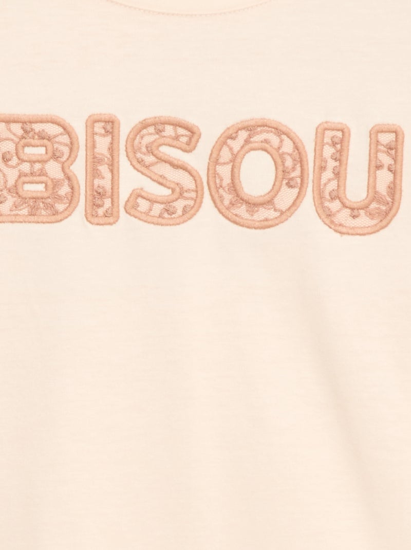 T-shirt manches longues avec sequins Rose - Kiabi