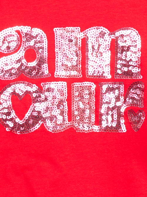 T-shirt manches longues avec sequins - Kiabi