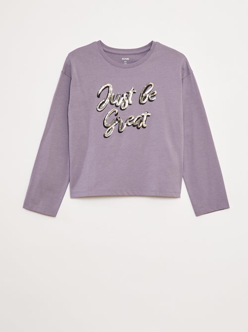 T-shirt manches longues avec sequins - Kiabi