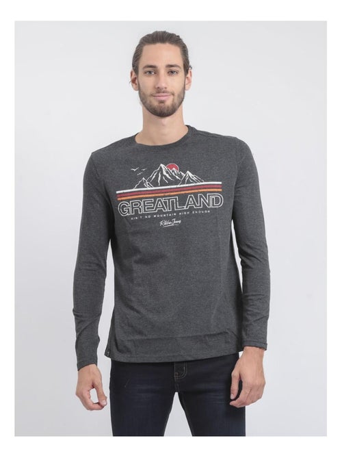 T-shirt manches longues col rond jorimux - Kiabi
