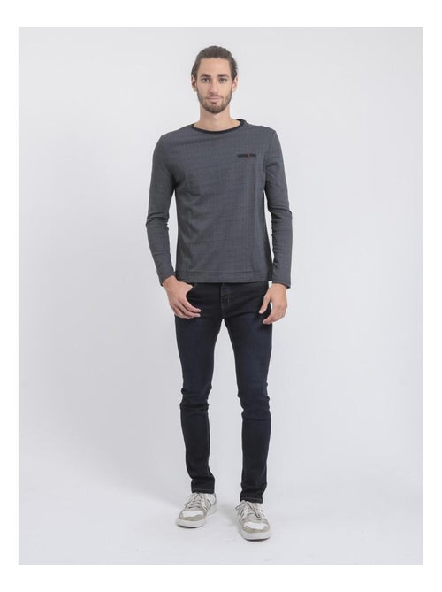 T-shirt manches longues col rond pur coton JACOU - Kiabi