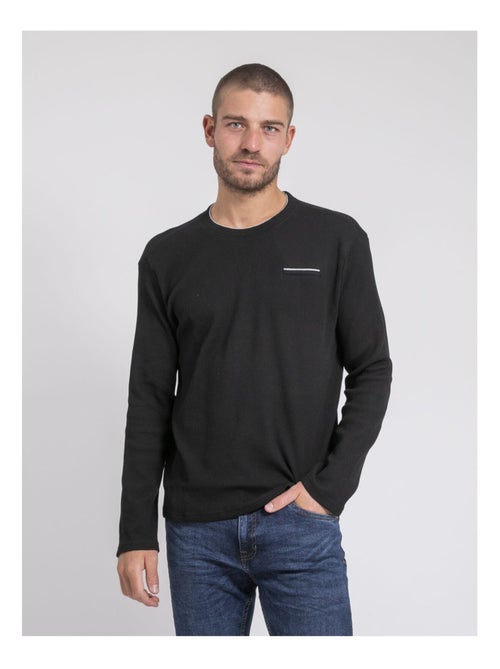 T-shirt manches longues col rond texturé jovictor - Kiabi T-shirt manches longues col rond texturé jovictor - Kiabi