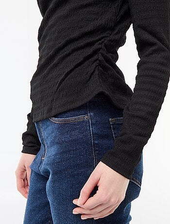 T-shirt manches longues en maille gaufrée