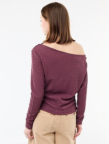 T-shirt manches longues en maille gaufrée