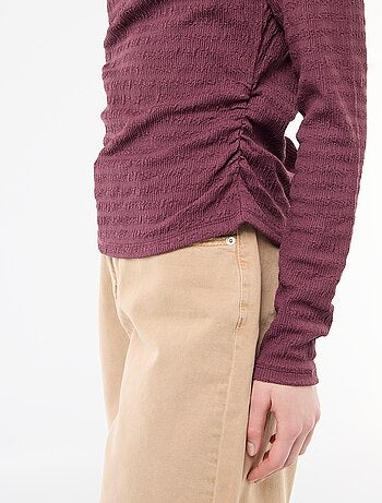 T-shirt manches longues en maille gaufrée