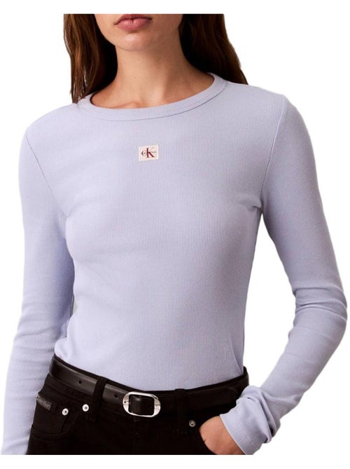 T-Shirt Manches Longues Femme Calvin Klein Jeans Label - Kiabi T-Shirt Manches Longues Femme Calvin Klein Jeans Label - Kiabi