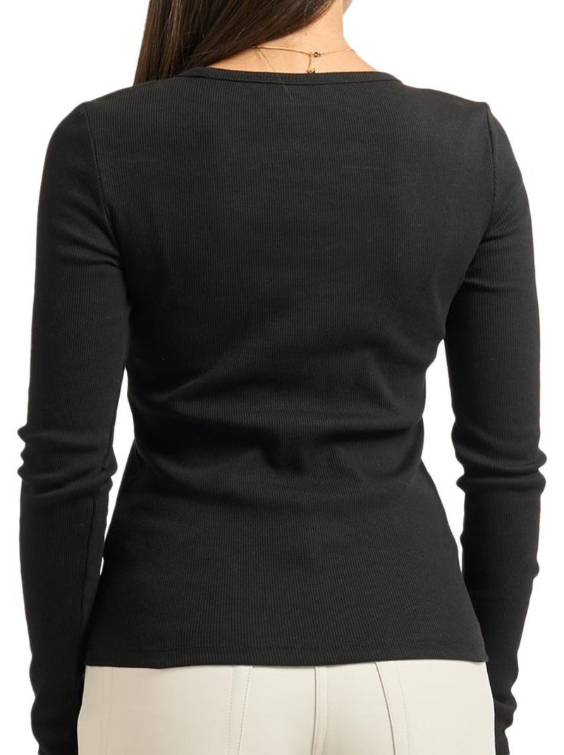 T-Shirt Manches Longues Femme Calvin Klein Jeans Noir - Kiabi