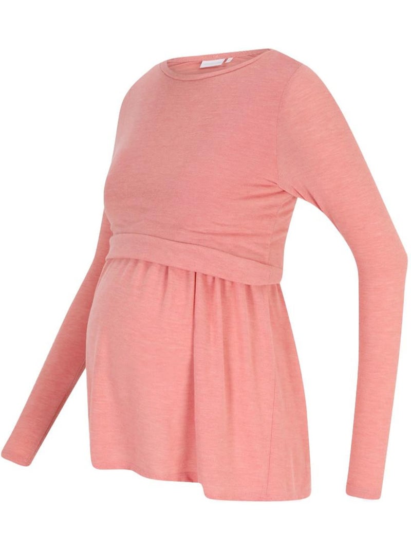T-Shirt Manches Longues Femme Mamalicious Rose - Kiabi