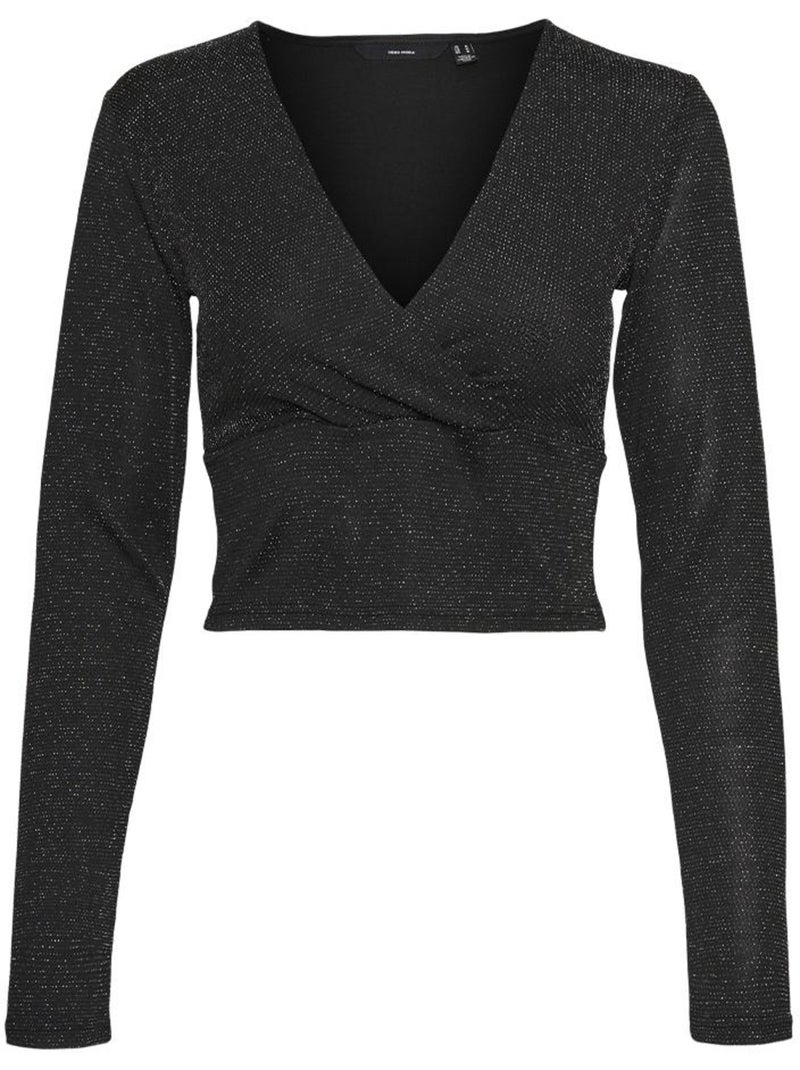 T-Shirt Manches Longues Femme Vero Moda Noir Argenté - Kiabi