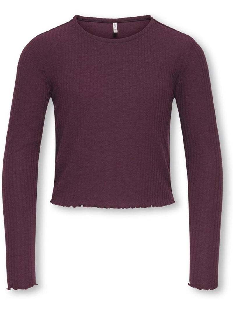 T-shirt manches longues fille kids only Violet prune - Kiabi