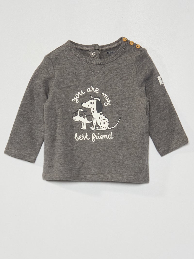 T-Shirt manches longues Gris - Kiabi