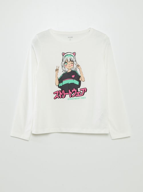 T-shirt manches longues imprimé - Kiabi