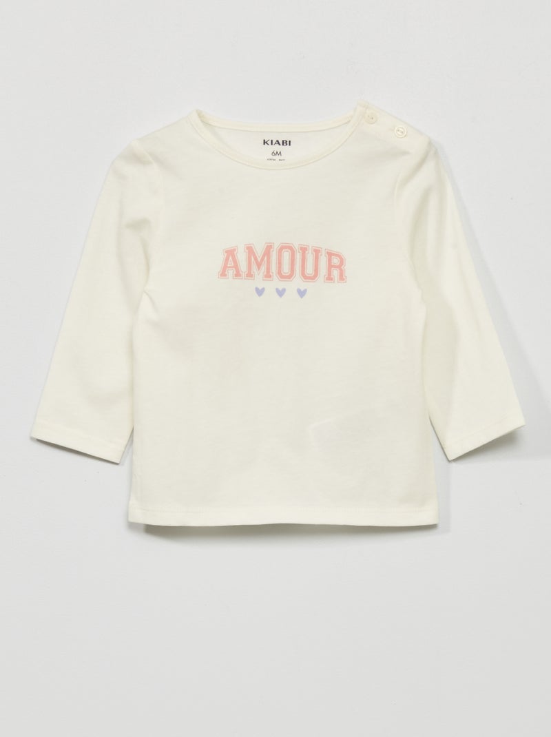T-shirt manches longues imprimé Blanc - Kiabi