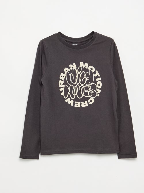 T-shirt manches longues imprimé - Kiabi