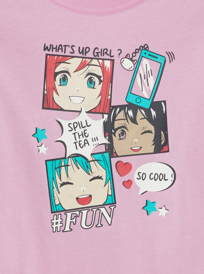 T-shirt manches longues imprimé Rose - Kiabi