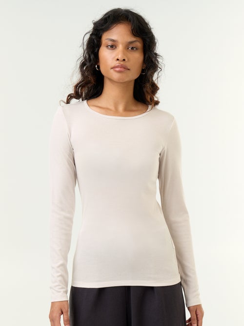 T-shirt manches longues laine mélangée - Kiabi