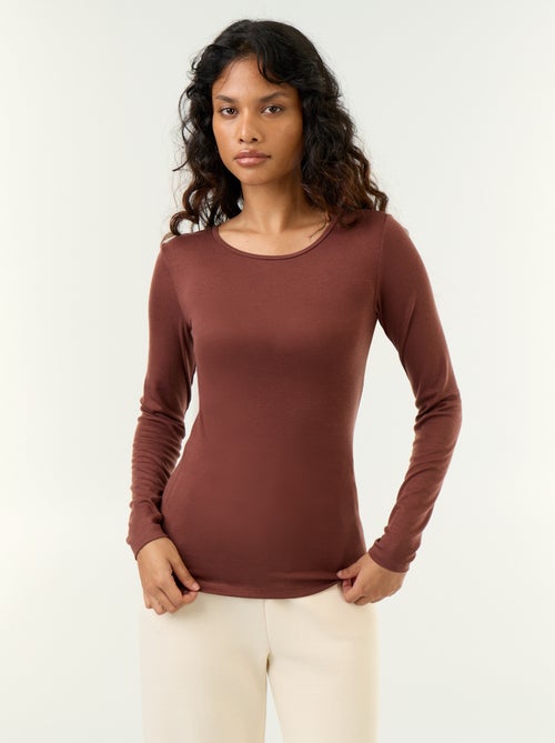 T-shirt manches longues laine mélangée - Kiabi